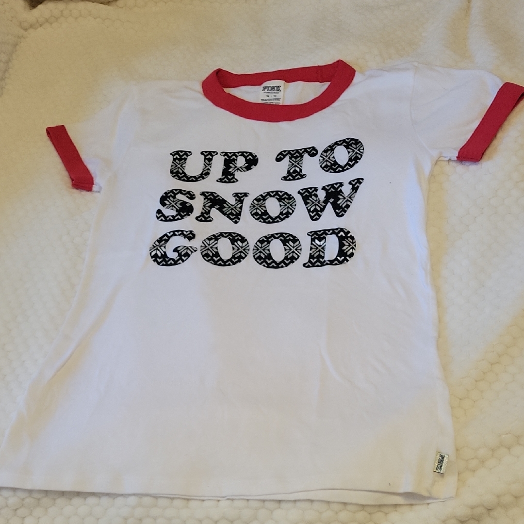 5 For 25.00/"Up To Snow Good" Graphic Tee/Pink By Vic.Sec. Nwot